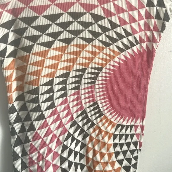 Free People Pink and Orange Geometric Ribbed Racerback Tank Top - Picture 4 of 5